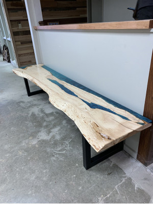 Epoxi resina mesa de comedor madera maciza muebles de resina de agua en cascada mesa de resina de 250x60cm