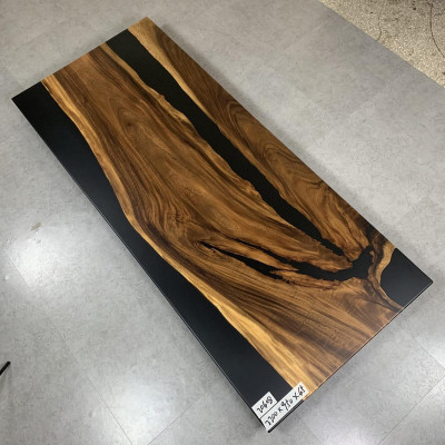 Mesa de centro River Table de madera real, mesa de resina epoxi maciza.