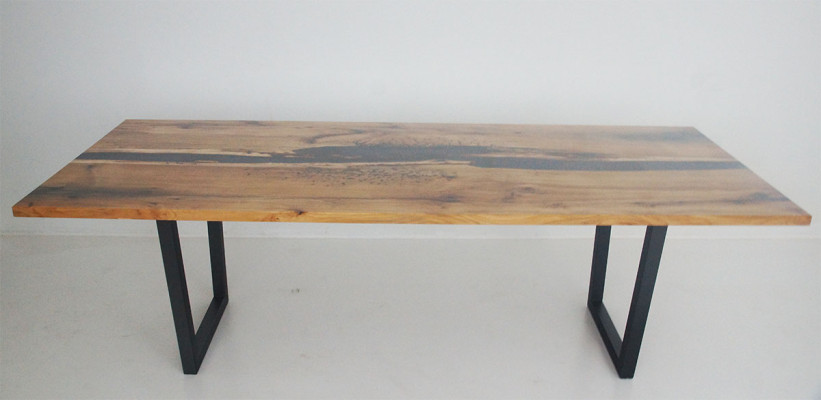 Mesa de centro River Table de madera real, mesa de resina epoxi maciza.