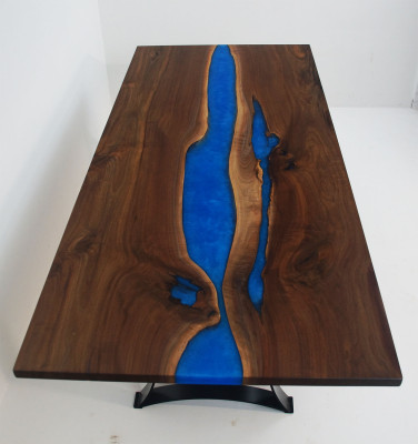 Mesa Blue River Table de madera maciza 220x90 mesas de resina epoxi nueva