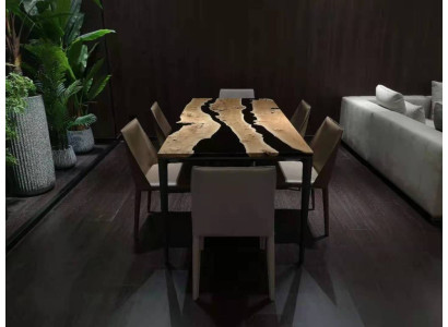 Mesa de centro Black River Table de madera real 220x90 Mesas de resina epoxi nuevas