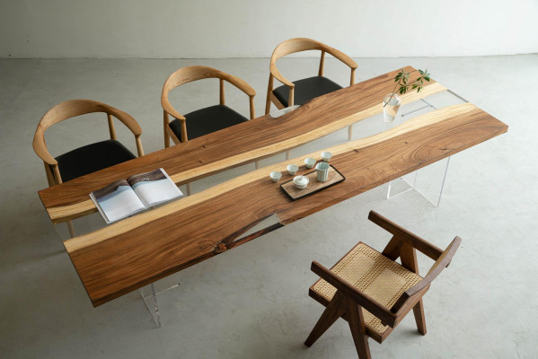 Mesa de comedor River Table Maciza Tablas 220x80 Mesa de río Mar Cascada de agua