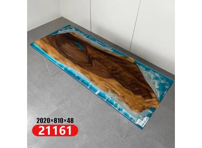 Mesa de río de mesa de comedor Mesa de río Macizo Mesas 202x81 Resina epoxi Mar