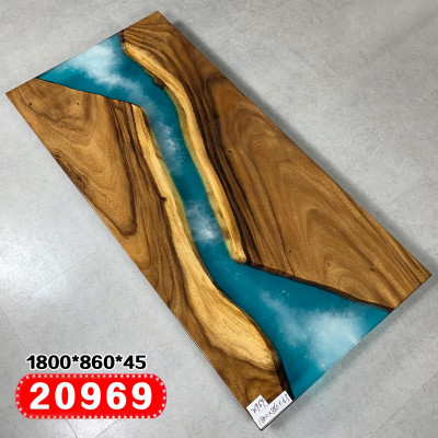 Mesa de río de resina de epoxi de madera real de lujo Negro Agua Epoxy