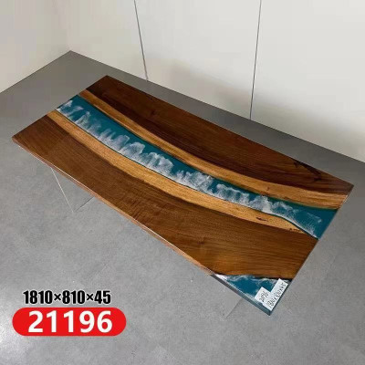 Mesa de madera real con resina epoxi de cascada Mesa de resina epoxi Mesas macizas