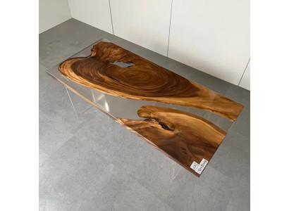 Mesa de comedor de resina epoxi Madera real de muebles macizos Mesa de epoxi de cascada