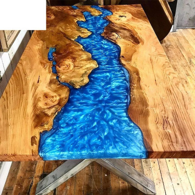 Mesa de centro River Table de madera maciza 120x90, mesas sólidas