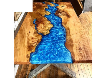 Mesa de centro River Table de madera maciza 120x90, mesas sólidas