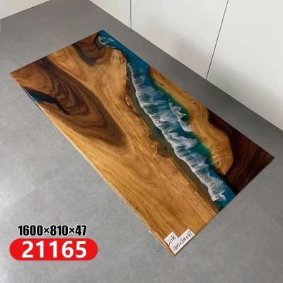 Mesa de comedor River Table de madera maciza 160x81 Mesa de río Mar Cascada de agua.
