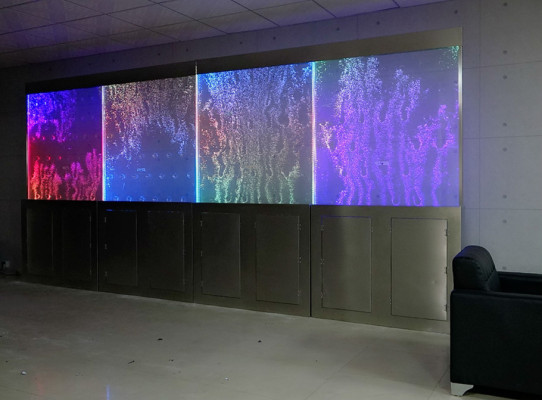 Moderna mampara de agua, muros de agua, pared de agua LED, pared iluminada.