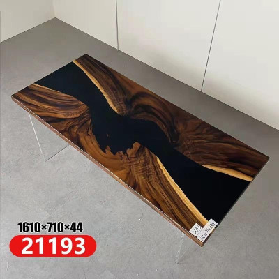 Resina epoxi Mesa de comedor de madera natural Muebles sólidos Mesa de resina en cascada