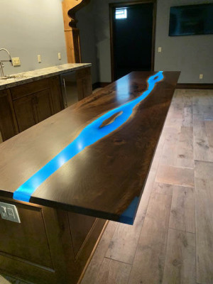 Encimera de cocina Encimera de resina epoxi Epoxy Resina transparente Flujo Tamaño real Hecho a medida Nuevo 1 metro cuadrado
