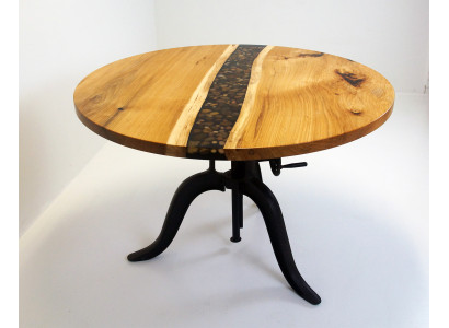 Mesa redonda de resina epoxi, mesa de reuniones de resina epoxi, mesa de conferencias maciza.