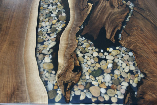 Madera real resina epoxi mesa a medida Río de epoxi Precio 1 metro cuadrado Mesas de resina