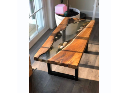 Resina epoxi Mesa de río Madera real Azul Agua Mesa de resina Epoxi Muebles Nuevos Macizos
