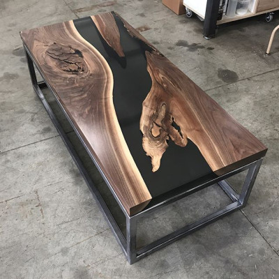 Resina epoxi mesa de río madera real negro agua mesa de resina epoxi muebles macizos