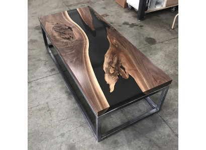 Resina epoxi mesa de río madera real negro agua mesa de resina epoxi muebles macizos