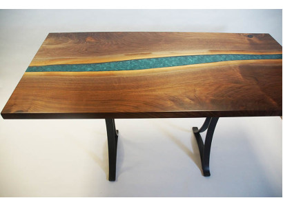 Madera real resina epoxi Mesa de río mesa de agua negra muebles de resina epoxi maciza.