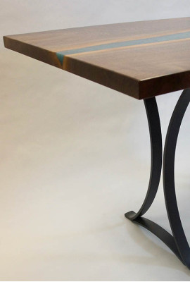 Madera real resina epoxi Mesa de río mesa de agua negra muebles de resina epoxi maciza.