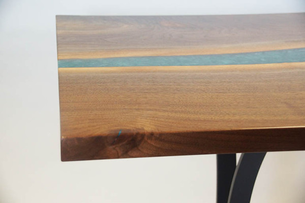 Madera real resina epoxi Mesa de río mesa de agua negra muebles de resina epoxi maciza.