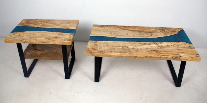 Fabricación a medida Mesa Resina epoxi Resina epoxi Río Madera real Precio 1 metro cuadrado Mesas