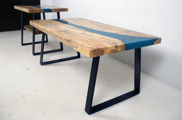 Fabricación a medida Mesa Resina epoxi Resina epoxi Río Madera real Precio 1 metro cuadrado Mesas