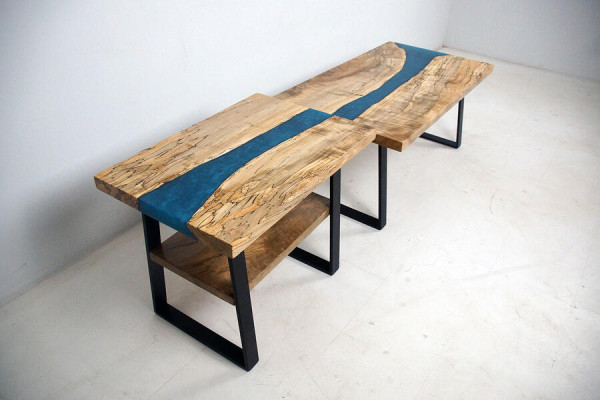Fabricación a medida Mesa Resina epoxi Resina epoxi Río Madera real Precio 1 metro cuadrado Mesas