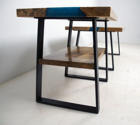 Fabricación a medida Mesa Resina epoxi Resina epoxi Río Madera real Precio 1 metro cuadrado Mesas