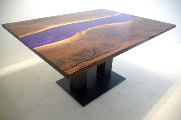 Mesa de resina epoxi de río de madera real Precio por metro cuadrado Mesas a medida