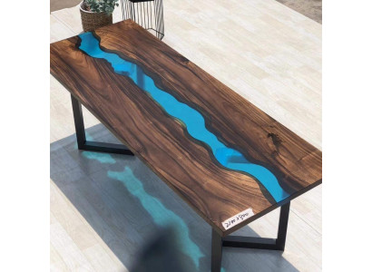 Epoxi Resina Mesa de río Madera maciza real Azul Agua Mesa Epoxy Muebles Nuevos