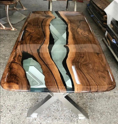 Mesa de café de resina epoxi mesa de madera hecha a mano mesas muebles masivos resina.