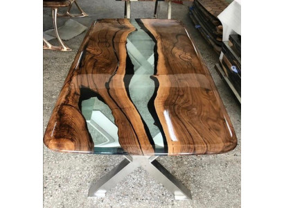 Mesa de café de resina epoxi mesa de madera hecha a mano mesas muebles masivos resina.