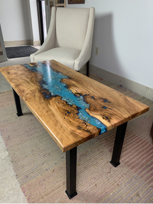 Mesa de centro River Table de madera real, mesa de río decorativa de resina epoxi sólida.