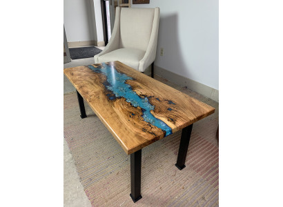 Mesa de centro River Table de madera real, mesa de río decorativa de resina epoxi sólida.