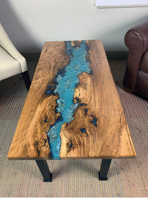 Mesa de centro River Table de madera real, mesa de río decorativa de resina epoxi sólida.