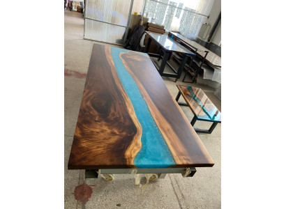 Mesas Mesa de comedor Mesa de diseño Mesa moderna Río de mar Muebles Mesas con epoxi
