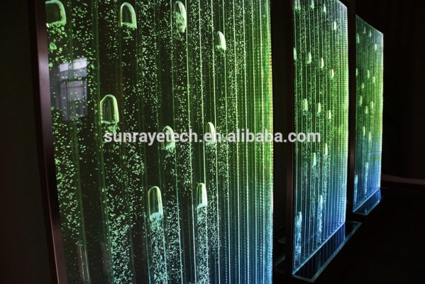 Panel de pared con burbujas de agua LED. Fuente de agua decorativa. Diseño de pared de agua.