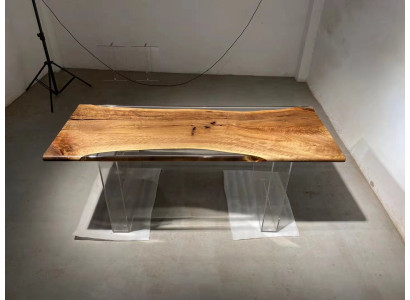 Mesa de resina epoxi de río Mesa de café Maciza 120x60 Mesa de río