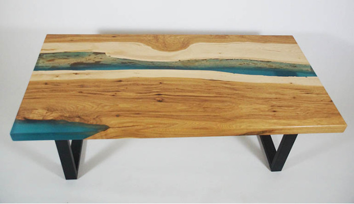 Mesa de centro River Table Resina epoxi Madera maciza Mesas 120x70 Mesa de río Madera real.