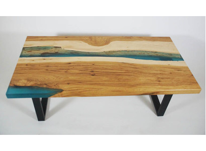 Mesa de centro River Table Resina epoxi Madera maciza Mesas 120x70 Mesa de río Madera real.
