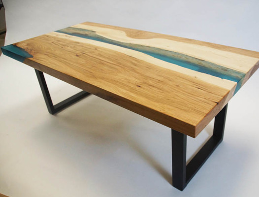 Mesa de centro River Table Resina epoxi Madera maciza Mesas 120x70 Mesa de río Madera real.