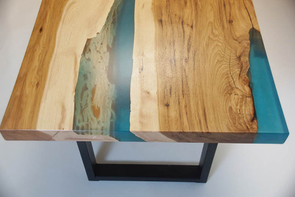 Mesa de centro River Table Resina epoxi Madera maciza Mesas 120x70 Mesa de río Madera real.