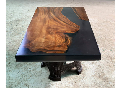 Mesa de centro River Table maciza 100x60 mesas de río madera real