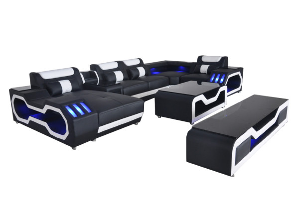 Sofá de cuero, conjunto de esquina de diseño Sofá, paisaje de vida + mesa de sofá + RTV G8046