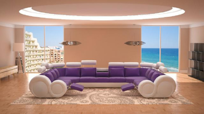 Diseño de sofá de salón XXL con USB, sofá acolchado en esquina de tela textil nuevo.