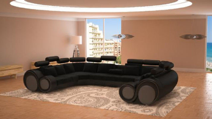 Diseñador XXL Sofá de salón, sofá, conjunto de tapicería de sofá esquinero Textil Tejido Nuevo