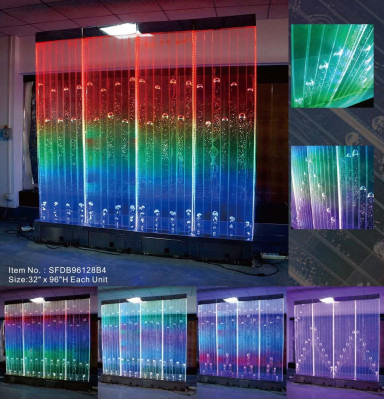 Panel de pared con burbujas de agua. Fuente de agua decorativa con luces LED. Diseño de pared de agua.