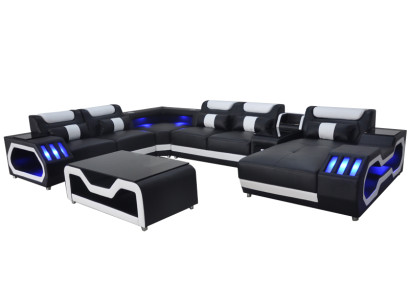 Diseño de cuero tapizado esquina sala de estar nuevo sofá tapizado.