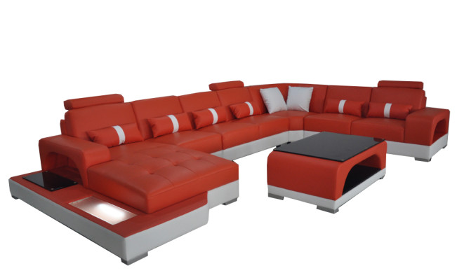 Sofá de esquina en forma de U + mesa de centro, muebles de salón tapizados modernos, diseño de sofá de esquina.
