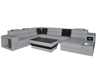 Diseño cojín cuero esquina cuero asiento sofá acolchado esquina vivir paisaje